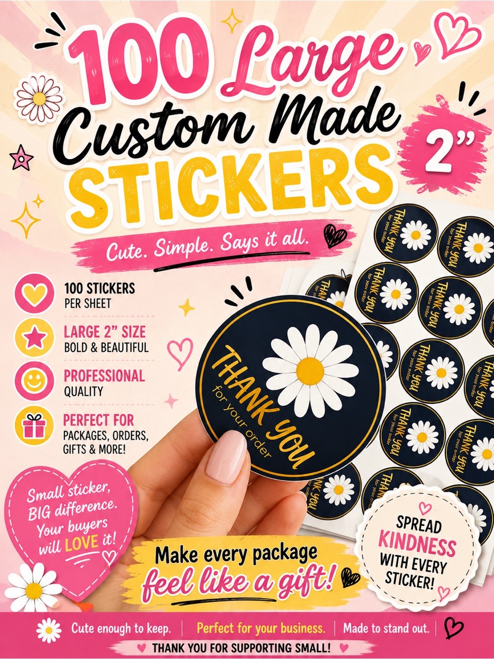 175PC Bundle. 25 Poly Mailers, 25 Cellophane Bags, 25 Cards & 100 Stickers - Picture 5 of 7